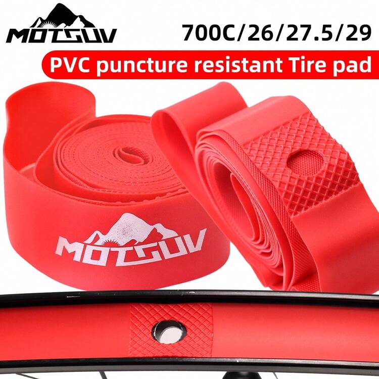 26英寸和700C山地公路折叠自行车轮胎内衬，防刺穿内胎内衬，通用尺寸 - 紅色 - 查看 1