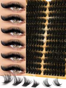 13 Pairs Fluffy False Eyelashes, DIY Fake Lashes, Cluster Lashes, Individual Lashes, Extra Dense Lengthening Lashes, Curled Individual Lashes, Lengthening Lashes, Cartoon Style Extending Lashes, Suitable For Beginners To Use At Home, Super Dense Lashes, Suitable For Various Occasions Like Weddings And Galas, Can Be Freely DIY - D - View 3