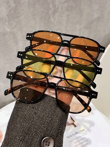 1-3副女士塑料几何盾形镜框复古个性化优雅生活辣妹风经典闺蜜风时尚眼镜，适合街拍、海滩派对、外出装扮、派对服饰、音乐节、度假装扮装饰 - 彩色 - 查看 7