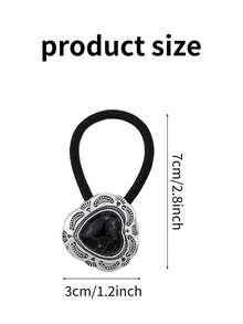 3pcs Zinc Alloy Western Cowboy Cowgirl Style Retro Elegant Turquoise Heart Agate Silvery-Decorated Hair Rope Rubber Band ,Ponytail ,Hair Elastics ,Scrunchies ,Elastic Hair Tie