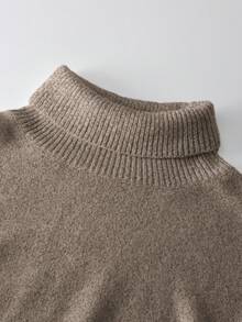 女士休闲针织毛衣长裙套装，高领套头毛衣搭配长款半身裙，纯色，秋冬款