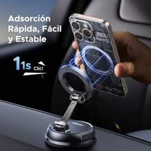 Soporte de Teléfono Magnético al Vacío Soporte de Teléfono para Coche con Adsorción al Vacío Giratorio 360° Soporte para Celular de 22 x N55 Compatible con Todos los Celular - como en la foto - Ver 6