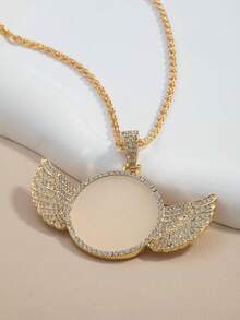Fashionable European & American Hip-Hop Style Rhinestone Wing Pendant Necklace, Versatile & Unique Valentine's Day Accessories - Necklace - View 3