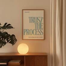 1张无框“相信过程”海报，蓝色极简主义字体，积极励志语录印刷品，宿舍装饰，酷炫公寓美学励志墙画，生日礼物，送给朋友，办公室装饰，无框积极海报，卧室墙画，时髦字体印刷品 - 彩色 - 查看 2