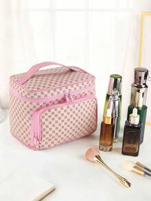 1个女士化妆工具收纳包，大容量便携式化妆品整理袋，适合学校、家庭、出差、汽车、邮轮等场合。 - 粉色 - 查看 7