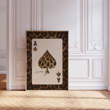 1幅无框黑桃A豹纹印花画，幸运女神魅力墙饰，复古赌场动物图案装饰画，适用于卧室、客厅、宿舍 | 房间装饰画，复古装饰，宿舍必备 - 彩色 - 查看 4