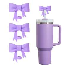 3pcs Silicone Bow Straw Lids - Compatible With Stanley Cups, Straw Cap Dust Cover - Fits 0.4 Inch/10mm Cups, Holiday Gift, Christmas Gift - Multicolor - View 12