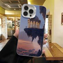 Cubierta de telefono con diseño de espejo invertido azul oscuro paisaje reflejado en agua cielo nublado y columna antigua para uso diario en cafeterias y salas de estar - Blanco - Ver 2