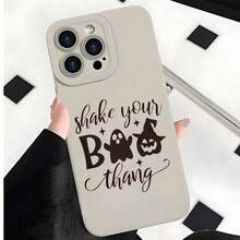 2026 nueva funda de teléfono mate, funda de teléfono con impresión de fantasma y calabaza de Halloween, texto "Shake Your B Thang" para iPhone 14 13 12 11 Pro Max Se 2022  Galaxy S23 S22 S21 S20 Note 20 10, protector de teléfono, fundas para parejas, regalo para novio y novia, presente de vacaciones - Blanco antiguo - Ver 7