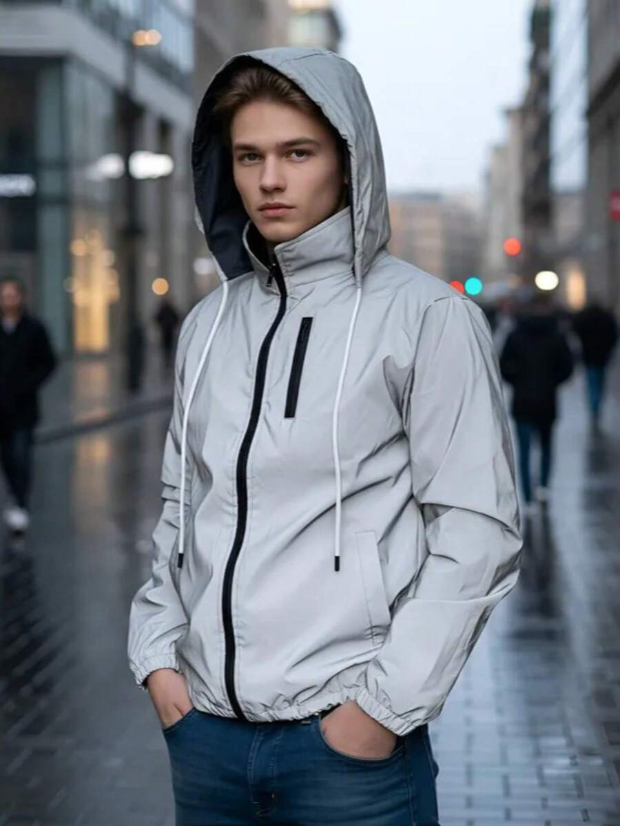 Chaqueta Reflejante Rompe Vientos De Alta Visibilidad - Gris - Ver 1