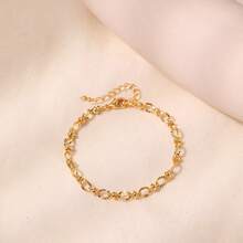 Nuevo brazalete de cadena lisa estilo francés para regalar a la novia o a la mamá como regalo de cumpleaños - Dorado - Ver 3