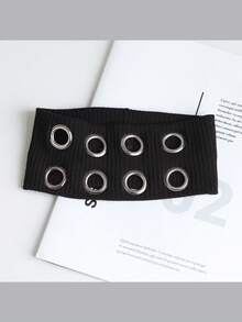 1件复古朋克风金属发箍，柔软弹力哥特式头巾，透气瑜伽运动发箍，秋冬季百搭时尚发带冬季发饰 - 彩色 - 查看 7