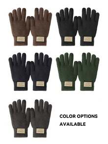زوج من قفازات الرجال المحبوكة، مقاس كبير، مبطنة حرارية، مسمكة، جاكار، مقاومة للبرد ودافئة، متوافقة مع شاشة اللمس، خريف/شتاء - A - مشاهدة 8