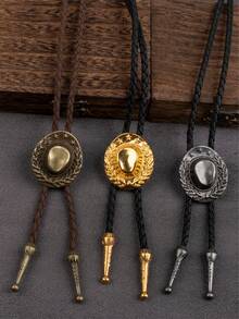 1pc Fashion Retro Personalized Bronze/Silver Unisex Bolo Tie Necktie Necklace, Suitable For Daily Wear And Gift