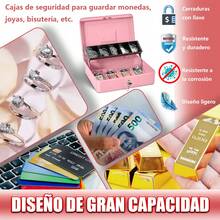 Caja Para Dinero, Caja Fuerte S-eguridad, Caja Para Dinero De S-eguridad Con 2 Llaves Y Cerradura De S-eguridad, Caja Registradora, Caja Para Dinero De Negocio, Caja De S-eguridad Para Dinero Con 4 Charolas Y 5 Depósitos, Caja De Efectivo Portable Para Guardar Joyas, Relojes, Billetes, Moneda - Rosa - Ver 6