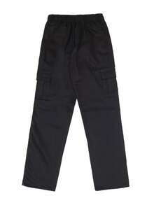 Calça cargo jeans preta infantil juvenil 6 Bolsos - Preto - Visão 3