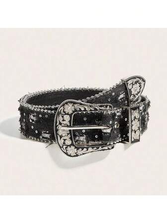 1件朋克风时尚派对西部复古腰带，Y2K女士腰带装饰，适合狂欢节、返校季、圣诞节、万圣节、舞会、牛仔裤、休闲裤、秋季、春季、夏季、日常通勤。