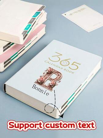 1 Set Customizable Name Text, 365 Days Planner, Self-Discipline Tracker, Time Management Planner, Work Plan Notebook, Student Study Journal, Suitable As Gift For Friends, Kids, Holidays