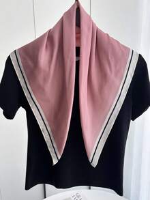 1 chiếc khăn quàng cổ màu trơn, khăn choàng nhỏ/băng đô cho nữ, khăn vuông 70x70cm - Hồng - Xem 3