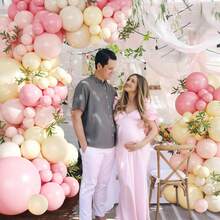 五彩纸屑粉色蓝色黄色维尼熊乳胶气球拱门套装，适用于蜜蜂卡通熊主题生日快乐圣餐礼洗礼婴儿派对装饰用品 - 杏色 - 查看 4