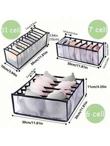 1件/3件套内衣收纳盒、袜子整理盒、文胸内裤抽屉分隔格、衣柜整理盒、家居必备3件套 - 彩色 - 查看 4