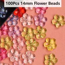 100Pcs 14mm Multicolor Spacer Loose Beads With Hole Flower Shape Handmade Material - 100 hạt cánh hoa 14mm - Xem 6