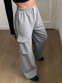 休闲宽松运动裤，女士慢跑裤 - 灰色 - 查看 1