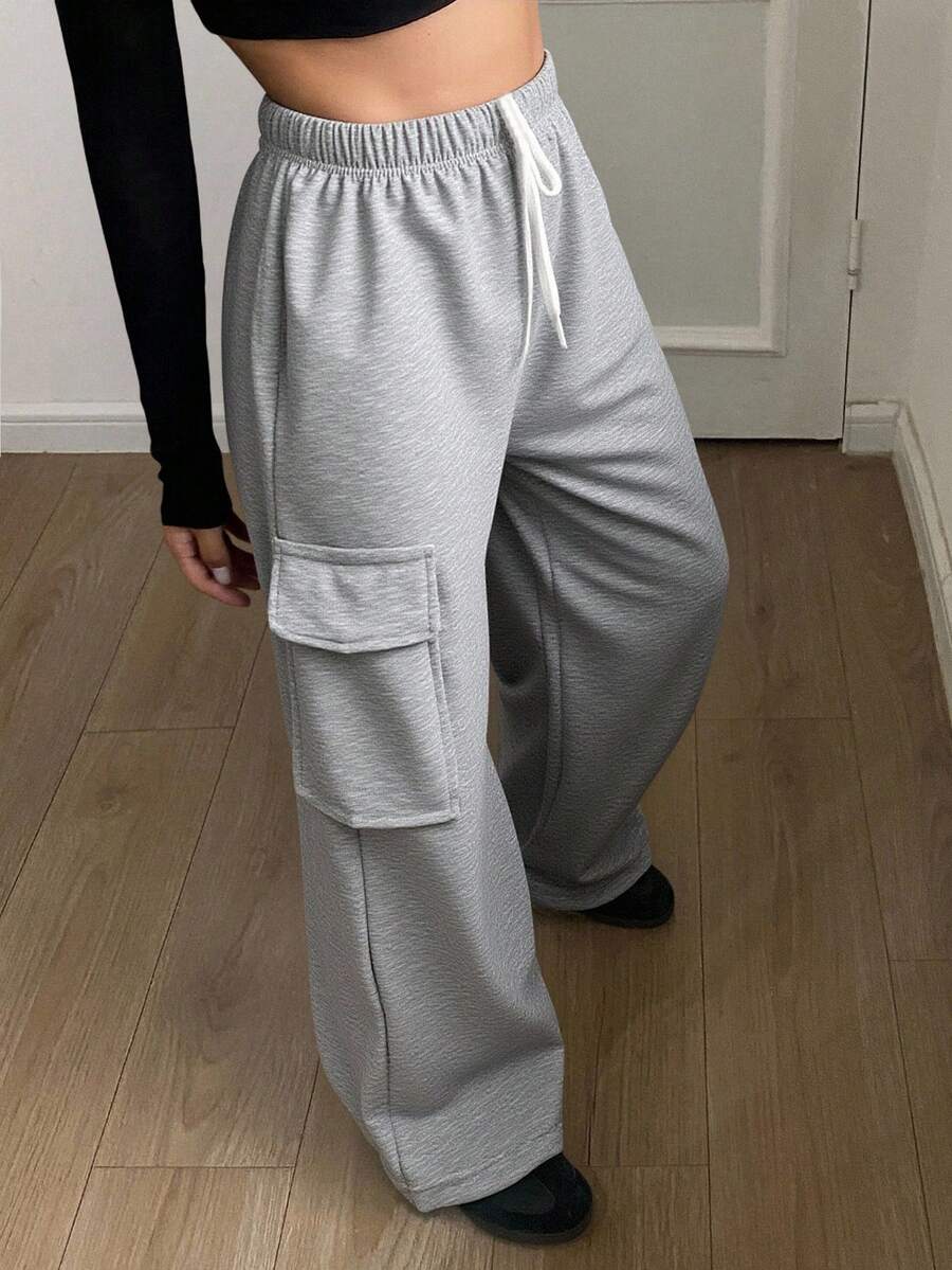 休闲宽松运动裤，女士慢跑裤 - 灰色 - 查看 1