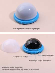 1pc Dreamlike Starry Sky Projection Lamp, Christmas Gift Small Night Light, Holiday Atmosphere Light, LED Romantic Starry Sky Projector, Stars & Moon - Multicolor - View 7