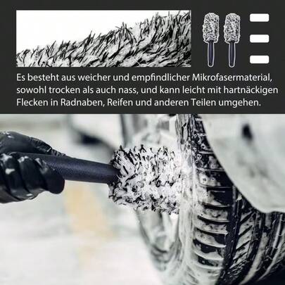 1pc Long Handle Ultra-Fine Fiber Tire Cleaning Brush, Suitable For Car Washing Supplies Plush Wheel Brush, Protects Vehicle Surface Without Scratches, Deep Cleans Wheels, Ergonomic Handle, Suitable For Cars, Trucks, Motorcycles, Helps Clean Vehicle Details, Durable Plastic Handle, Soft Bristles