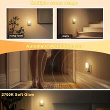 1/2 包装 欧盟标准插电式 LED 小夜灯，带运动传感器，亮度可调，智能夜灯，插入墙壁传感器，2700K - 查看 5