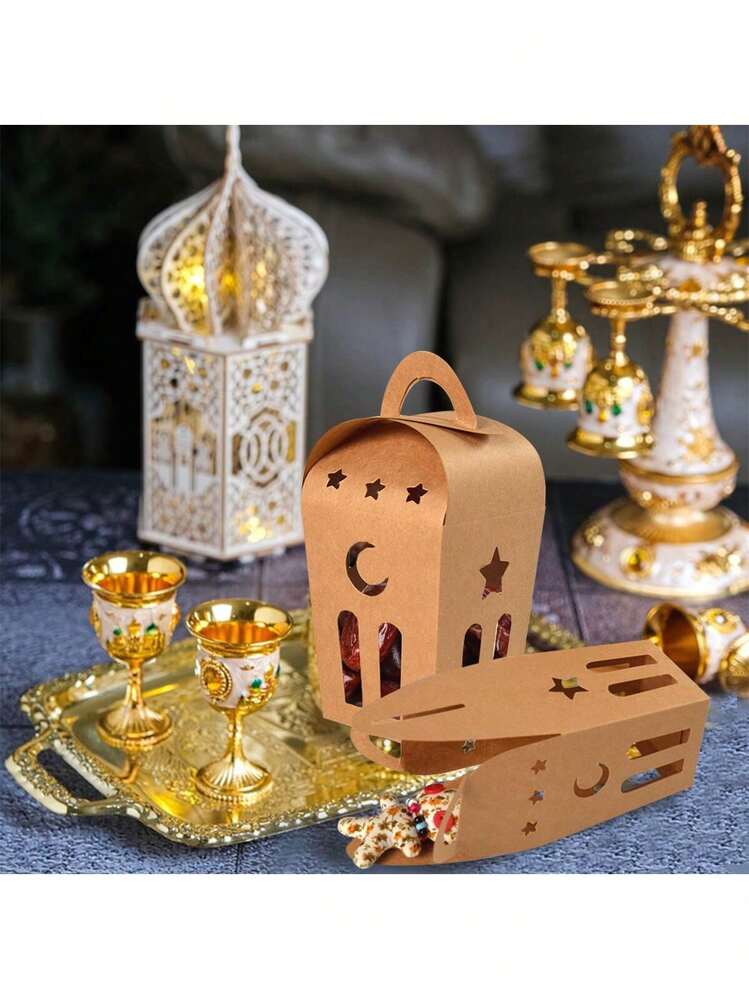 Una caja de regalo de 10 piezas con diseño de estrellas y lunas, adecuada para el empaque de dulces, es perfecta para bodas, cumpleaños y regalos de fiesta. - Multicolor - Añade 6