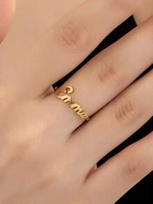 Personalized Initial Ring,Dainty Name Monogram Ring,Layering Letter Band For Her,Adjustable Minimalist Jewelry,Elegant Wedding Bridesmaid Jewelry,Birthday, Anniversary, Halloween, Christmas, Family Member Gifts - Multicolor - View 7