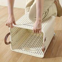 1pc Laundry Cart With Rolling Wheels - Multi-Functional Personal Care Product Dispenser And Storage Box With Processing Design - Dirty Laundry Basket, Clothes Storage Basket - Space-Saving Home Storage Solution, Suitable For Clothes, Accessories, And Laundry Baskets - Fyrhjulig helvit L - Visa 9