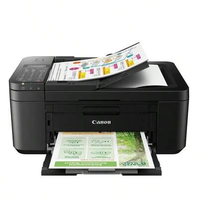 Canon PIXMA TR4725 Wireless All-In-One Compact Printer With Auto Duplex Printing, Auto Document Feeder, Mobile Printing, And Fax, Ideal For Home Office And Student Use, Black