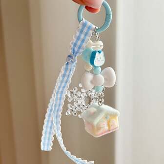 Ins Style New Snowflake Keychain, Flocked Snowhouse Phone Strap, Cute Bag Pendant