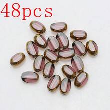 Approx. 48pcs 4*6mm Gold Edged Colorful Crystal Glass Beads, Middle Hole, DIY Crafts For Jewelry Making, Shoes, Accessories, Phone Chains, Necklaces, Bracelets, Eyeglasses Chains, Headpieces - Multicolor - View 18