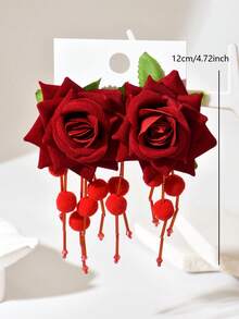 1 对优雅花卉吊坠耳环，适合女士佩戴，用途广泛，适合度假佩戴 - 多色 - 查看 6