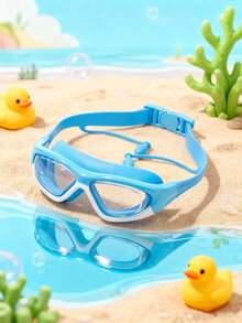 1 Piece Of Children's Anti-Fog HD Swimming Goggles, Waterproof And Anti-Fog HD Professional Diving Goggles Swimming Equipment - Silicone Earplugs Swimming Goggles, Suitable For 3-16 Years Old Children Swimming Diving Use - Multicolor - View 9