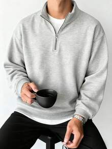 1件青少年男童百搭套头卫衣，简约百搭，适合秋冬季穿着 - 灰色 - 查看 6