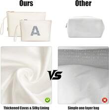 Personalisierte Kosmetiktasche A-Z mit Initialen - Damen Make-up Tasche mit Strassbuchstaben, Make-up Tasche mit Glitzerdekoration, Geschenk für Frauen &ädchen, Weiß