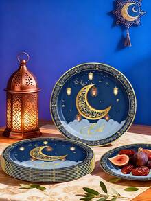 [Ramadan Special Offer]24/48/96/100 Pcs/Set Disposable Cutlery Set, Including 7-Inch Paper Tray, 9-Inch Paper Tray,Supplies For Ramadan Kareem Festival, Eid Mubarak Decorations, Supplies For Islamic And Muslim Meetings, Eid Al-Fitr Decoration, Ramadan Gifts, Ramadan Home Supplies, Kitchen Supplies, Paper Cutlery For The Family Holiday Of Eid - Multicolor - View 4