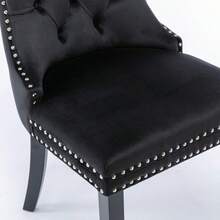 Nikki Collection Modern, High-End Tufted Solid Wood Contemporary Velvet Upholstered Dining Chair With Wood Legs Nailhead Trim 2-Pcs Set, Black, DE2001BK - Black - View 11