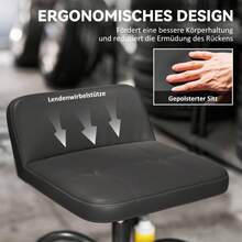 HOMCOM Workshop Stool With Wheels, Shelf Surface, Lumbar Support, 58.5" Height, Rolling Stool With Load Capacity Up To 135 Kg, Work Stool, Rolling Seat, Workshop Seat For Workshop, Black