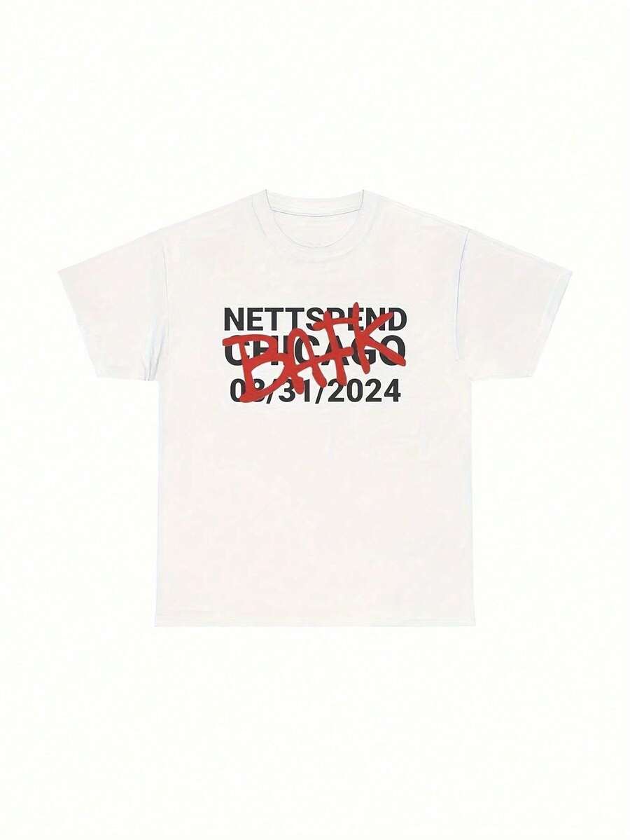 Męska koszulka z nadrukiem angielskiego zespołu rockowego Nettsound – luźny krój w stylu boho, okrągły dekolt, czerwone i białe napisy, odzież codzienna na cały rok, odzież dla fanów muzyki, kultowy nadruk z logo (krótki rękaw, długość H) - Czarne - Zobacz 1