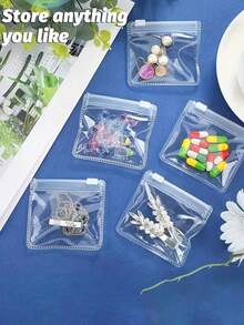 多用途拉链收纳袋 - 可重复使用，适用于珠宝、药品、旅行必备品，安全闭合，便携式旅行收纳袋，可重复使用的物品收纳袋，拉链袋套装，珠宝收纳袋，便携式收纳袋，珠宝卷，珠宝卷整理器
