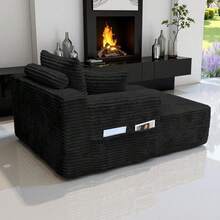 47'' Boneless Cloud Sofa Bed – Deep Seat Cushion No Assembly Required, Modern Fluffy Loveseat Couch For Living Room & Bedroom,For Small Spaces, Apartment, Movie Night - 黑色 - 查看 10