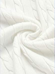 Men's Casual Versatile Solid Color Twist Knit Crew Neck Sweater - White - View 7