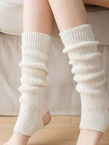 Knitted Calf Socks For Women, Sweet Milk White European And American Jk Lolita Boot Covers, Mid Leg Lolita Leg Covers For Women, Warm And Slim Fit Socks, Suitable For Autumn, Winter And Spring Wear - White - View 2