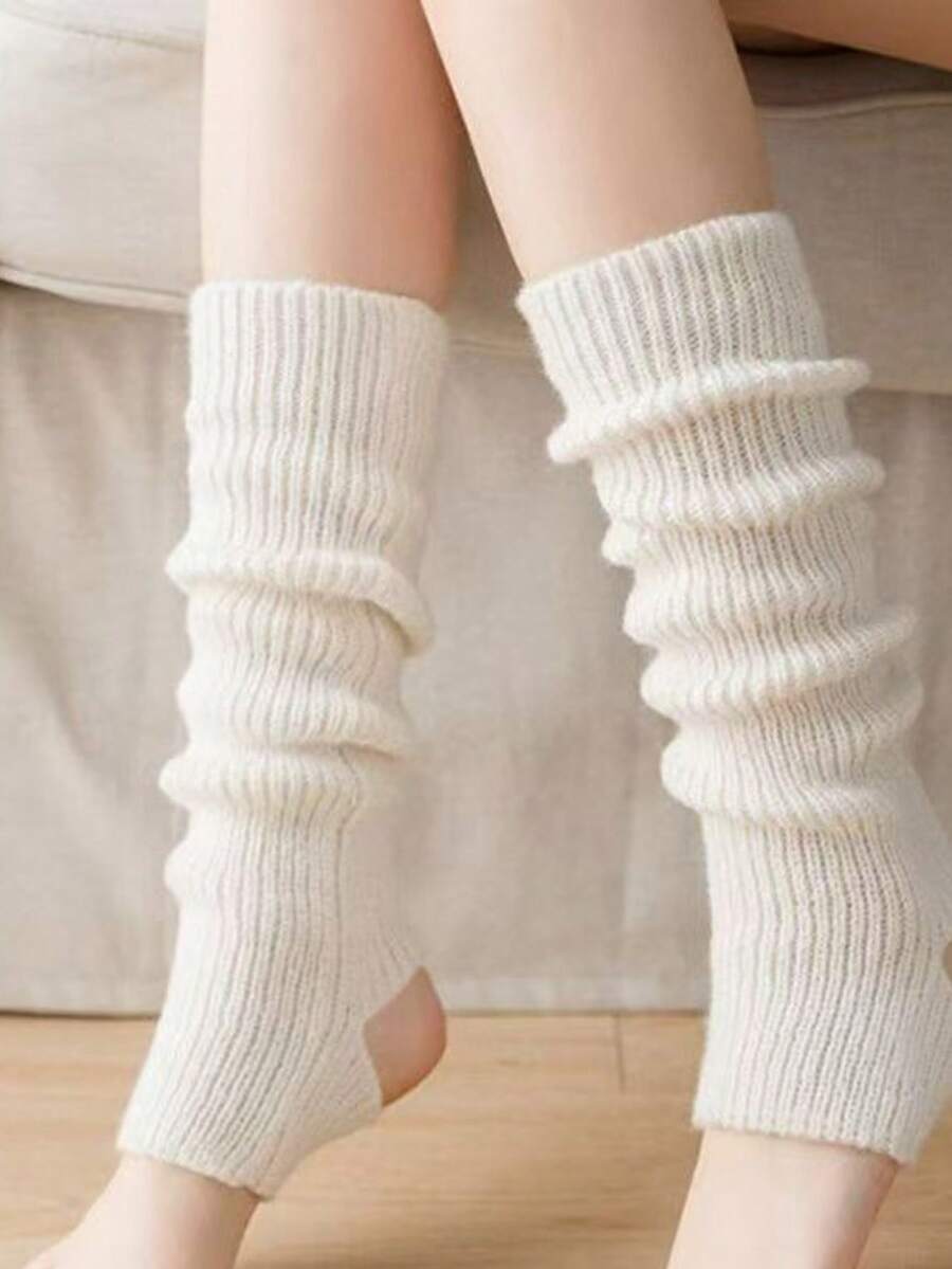 Knitted Calf Socks For Women, Sweet Milk White European And American Jk Lolita Boot Covers, Mid Leg Lolita Leg Covers For Women, Warm And Slim Fit Socks, Suitable For Autumn, Winter And Spring Wear